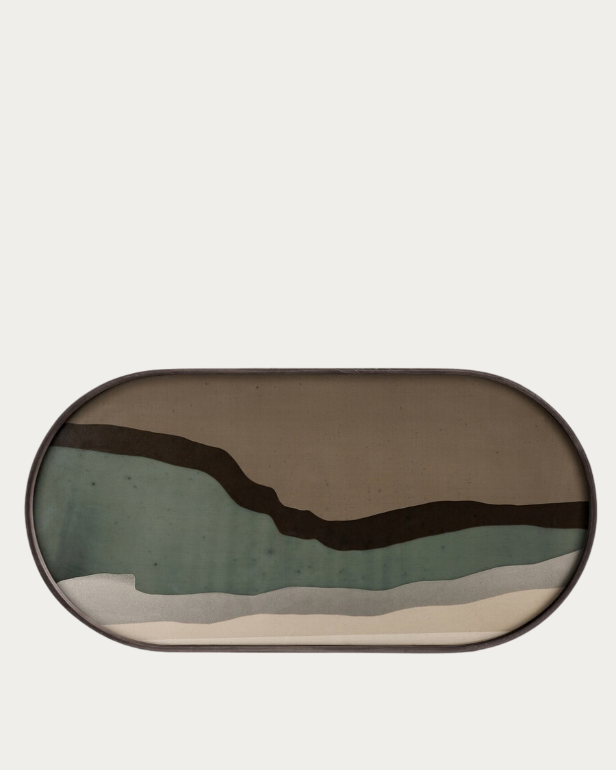 Glass tray WABI SABI Graphite Oblong - 71x36