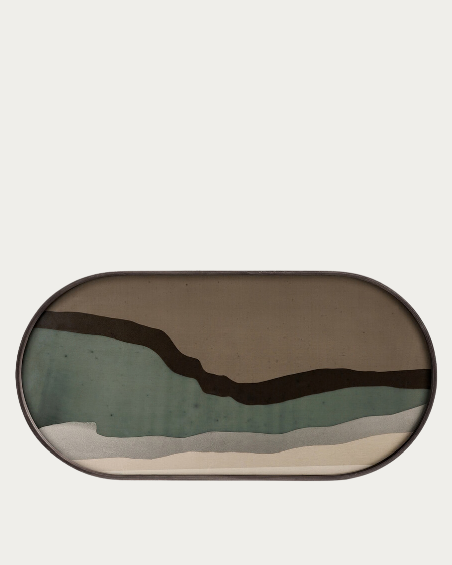 Plateau en verre WABI SABI Graphite Oblong - 71x36