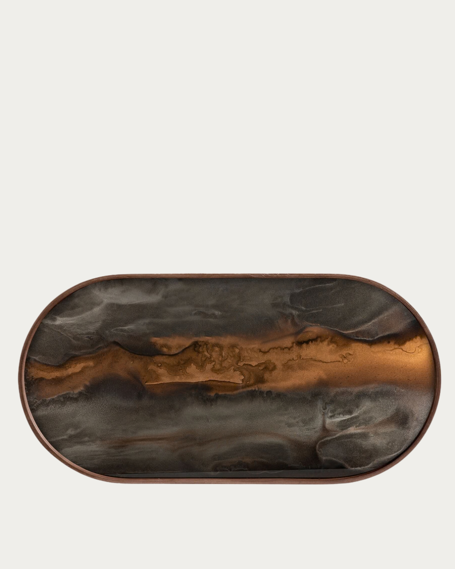 Glass tray BRONZE ORGANIC Oblong - 71x36