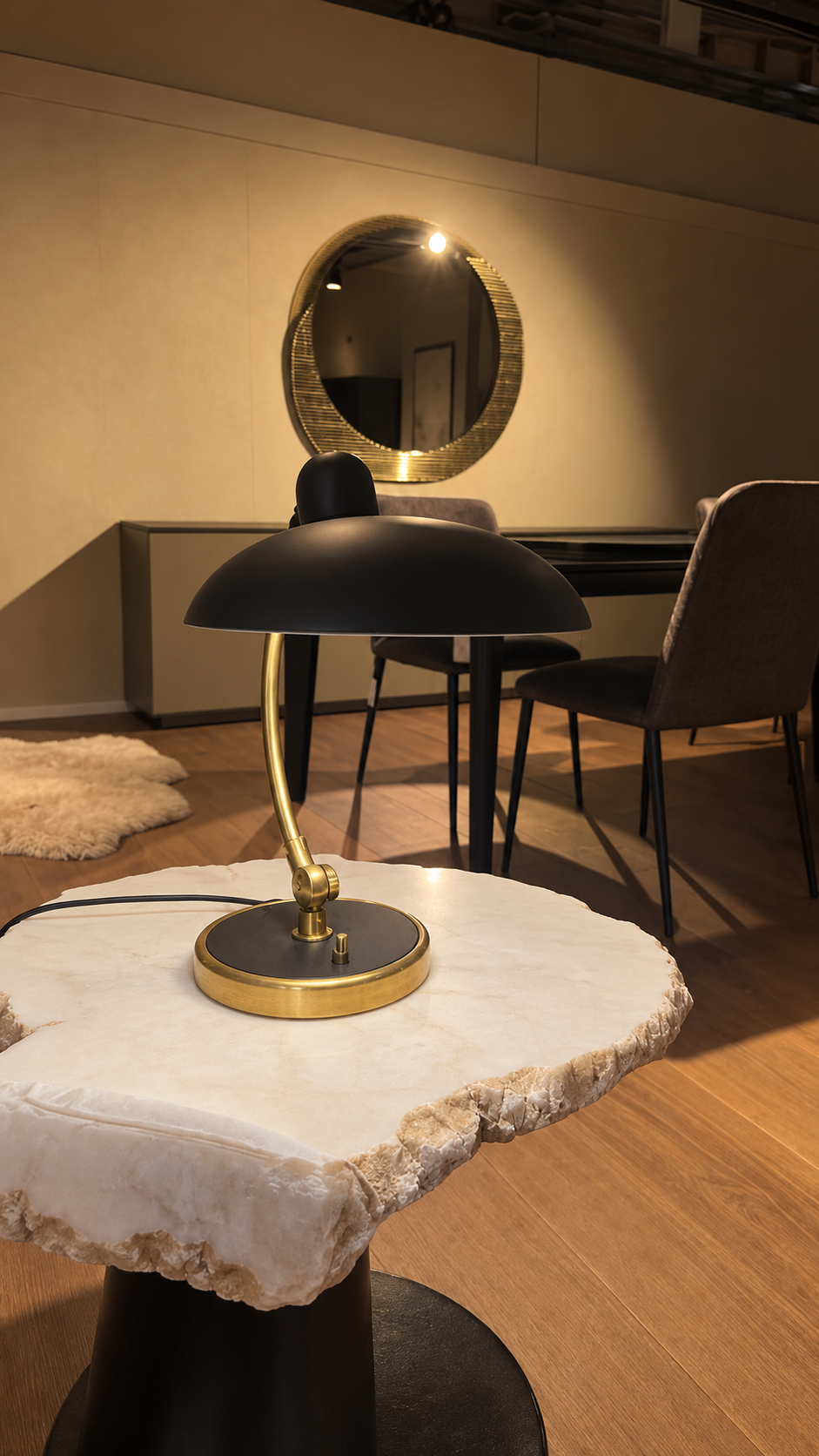 Fritz Hansen KAISER IDELL 6631-T Table Lamp in Matte Black and Brass