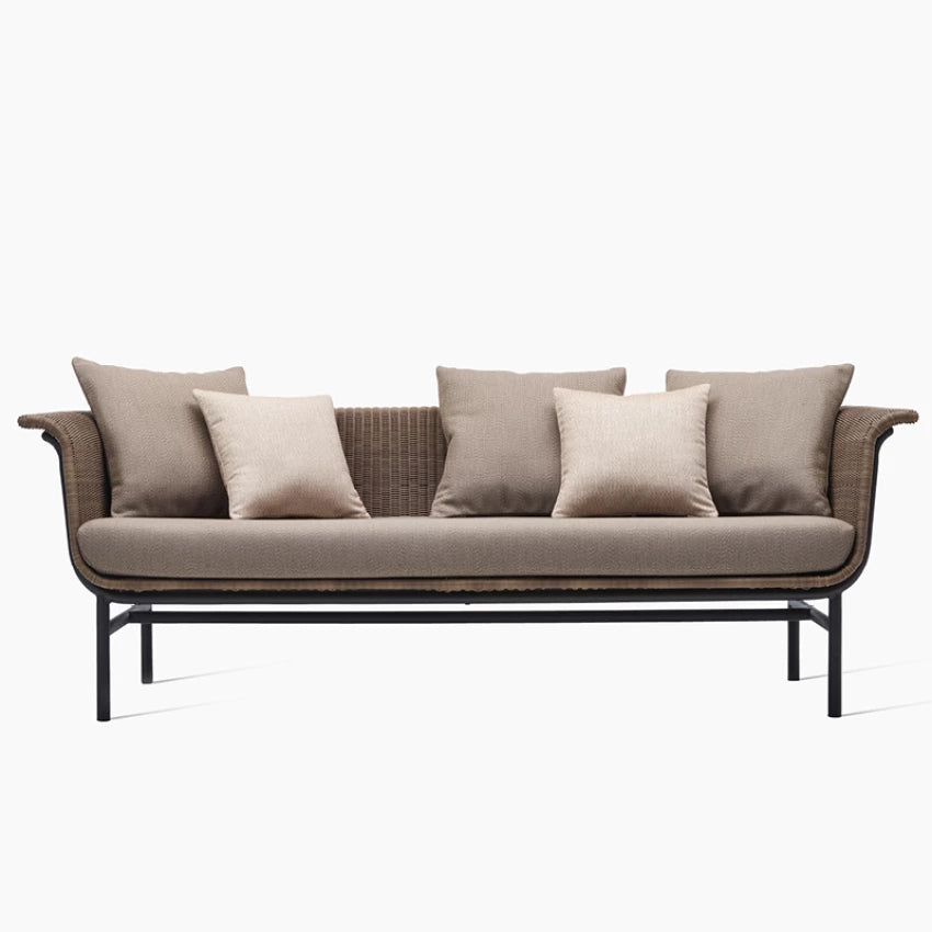 Vincent Sheppard WICKED 3-Seater Garden Sofa in Black Taupe with London Stone Cushions