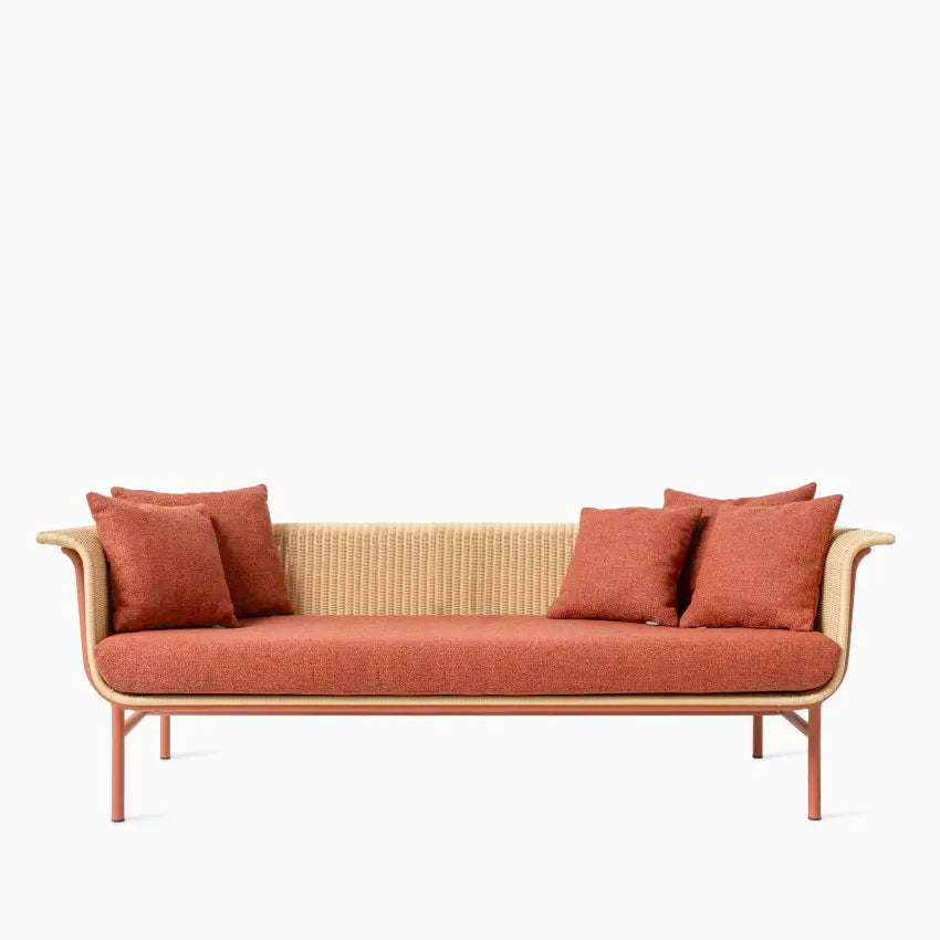 Vincent Sheppard WICKED 3-Seater Garden Sofa in Terracotta Natural with Negroni Cushions