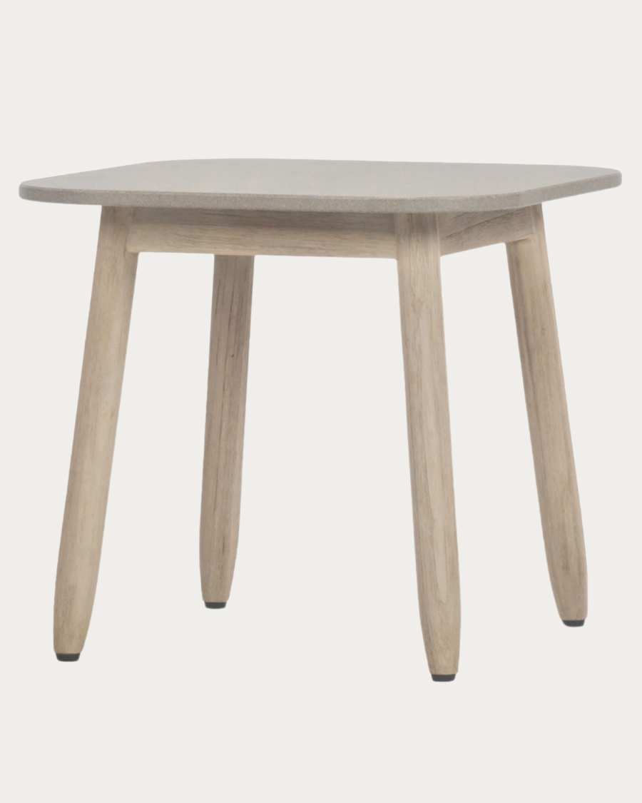 Vincent Sheppard DAVID Side table in Aged Teak with a Flint-Colored Ceramic Top