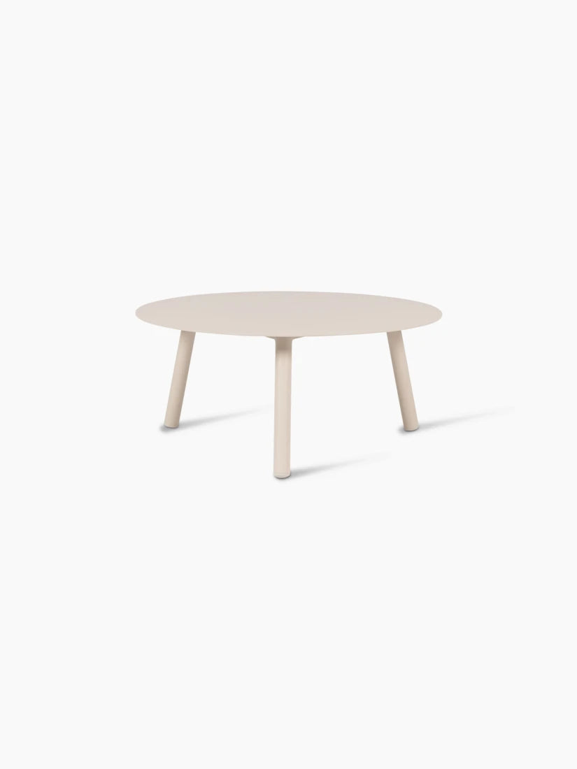 Table basse LILO de Vincent Sheppard, en aluminium, de forme ronde, couleur Dune White