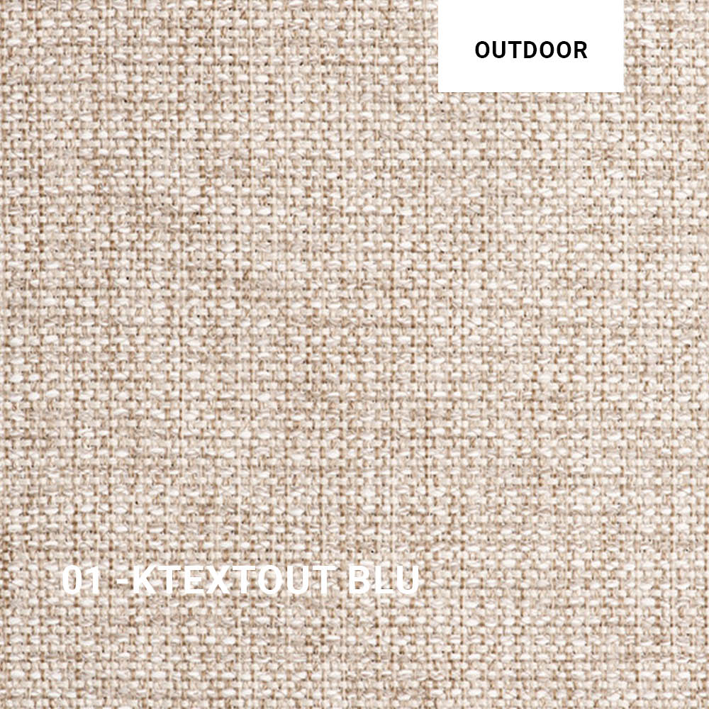 Armlehnstuhl FIONA von Gommaire mit Kissen in KTEXTOUT BLU – stilvoller, wetterfester Outdoor-Stoff in elegantem Blaugrau für moderne Terrassenmöbel