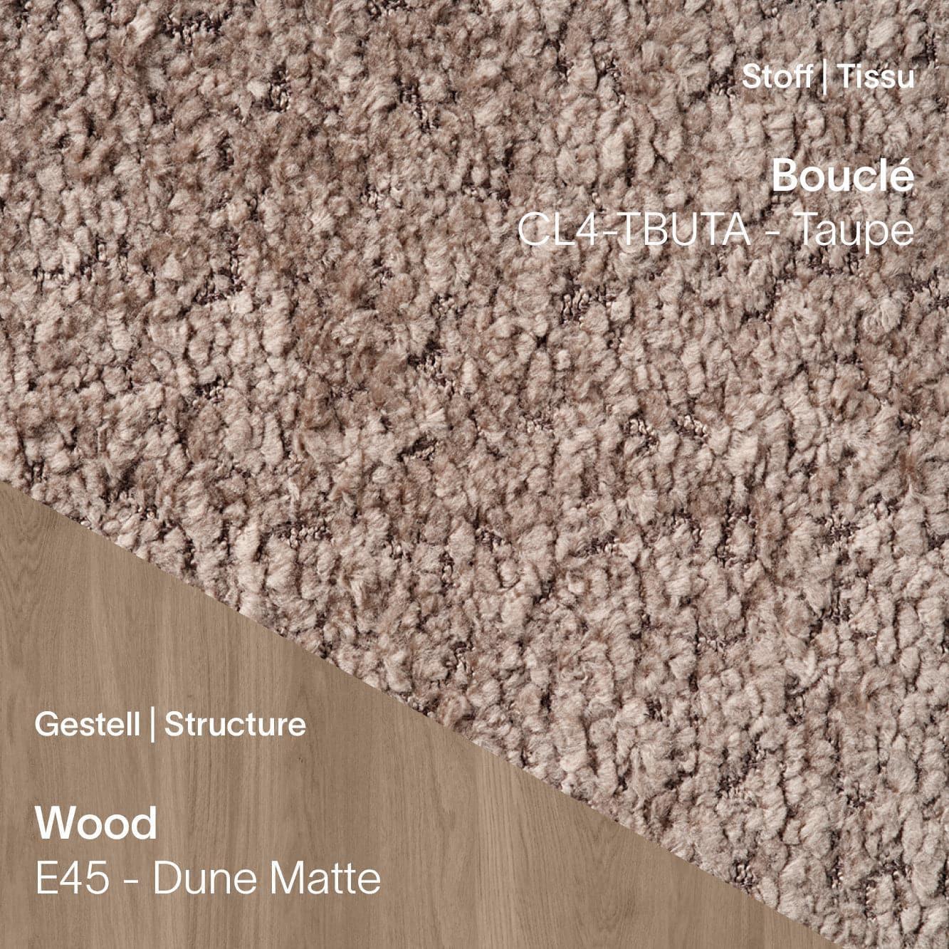 Stuhl CUORI mit Bouclé CL4 Taupe Bezug und Eiche Dune Matte Beinen (E45)