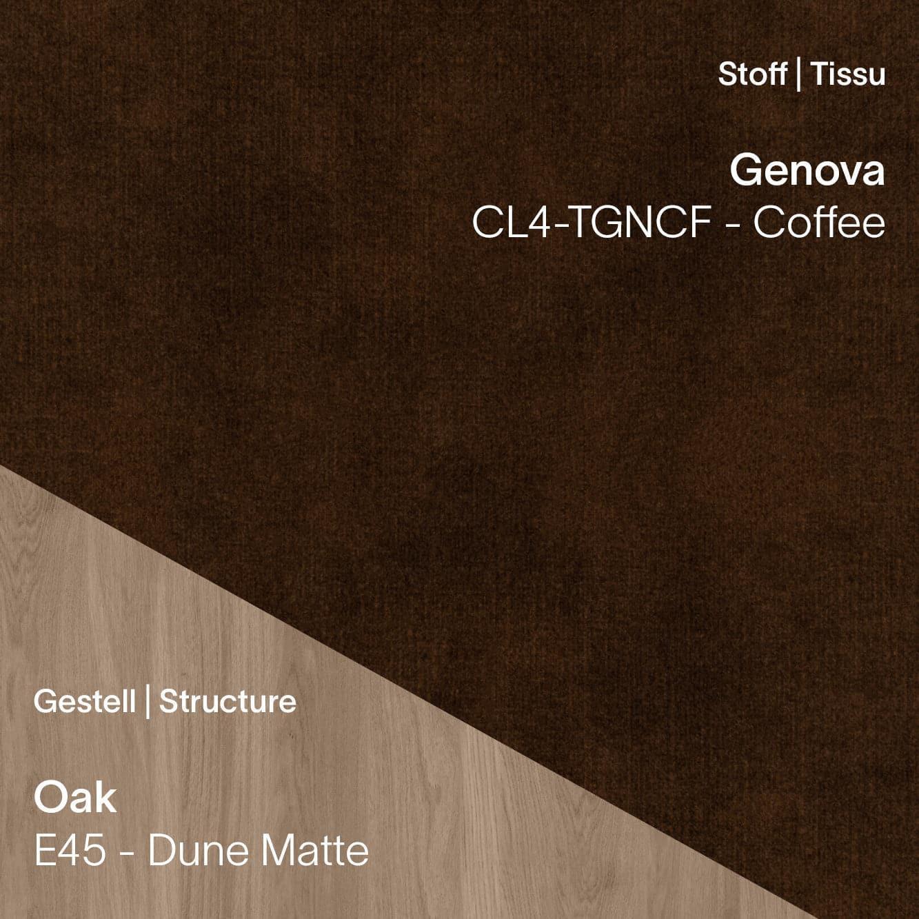 Mobitec CUORI mit Bezug Genova CL4 Coffee und E45 Dune Matte Holzbeinen