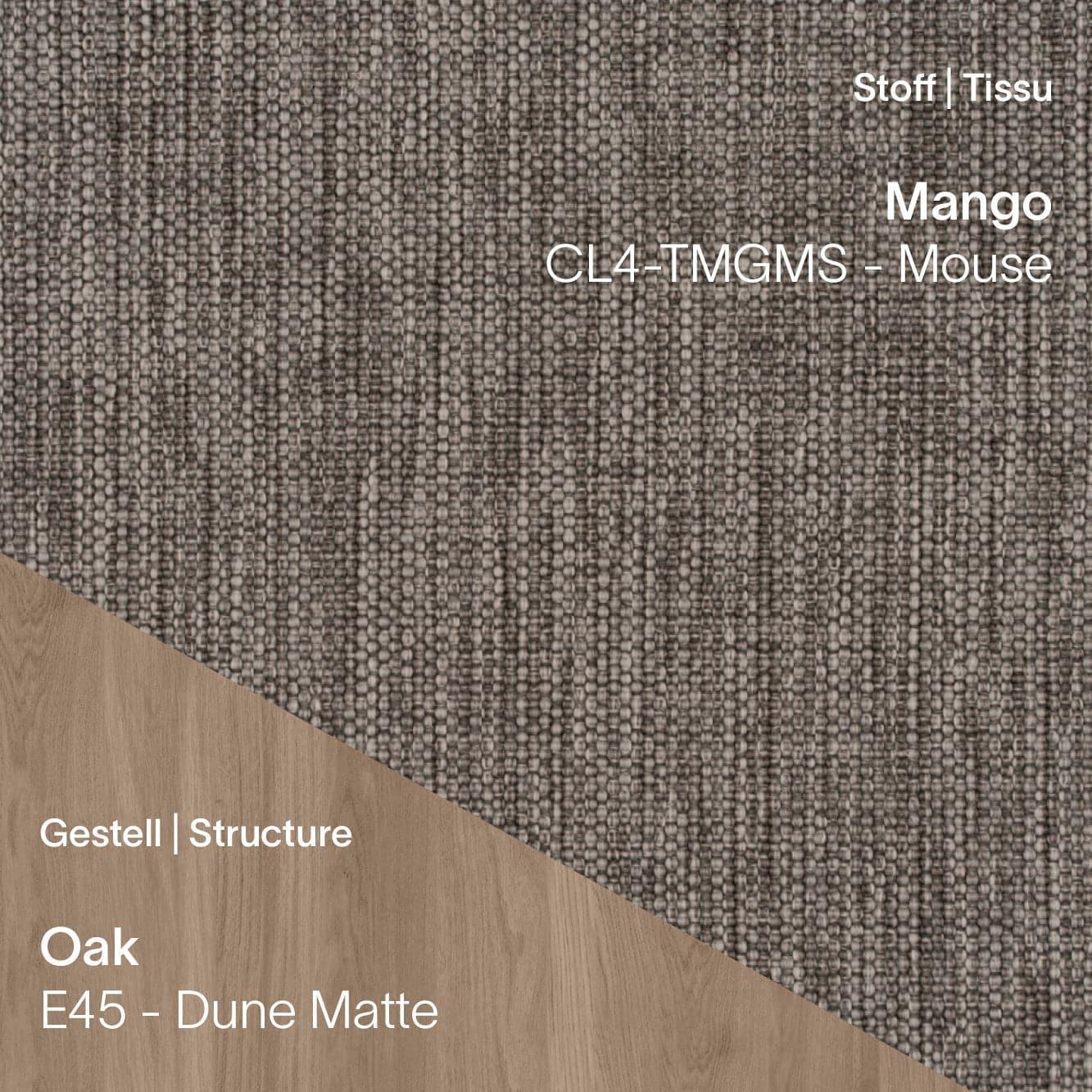 CUORI Stuhl von Mobitec – Stoff Mango CL4 Mouse und schwarze Eiche E10 Beine