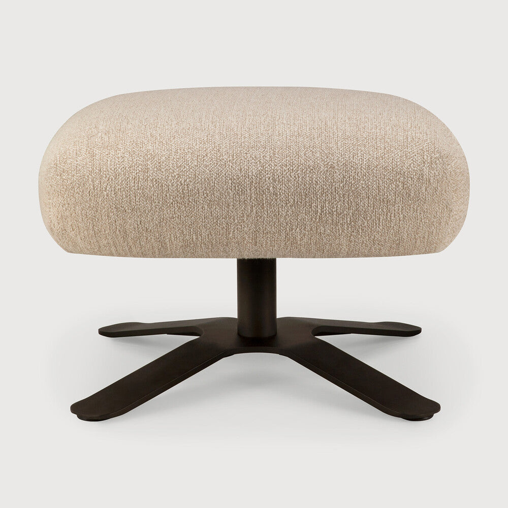 Ethnicraft MERGE footstool in Loam, featuring a softly padded surface and gently rounded contours when viewed from the front.