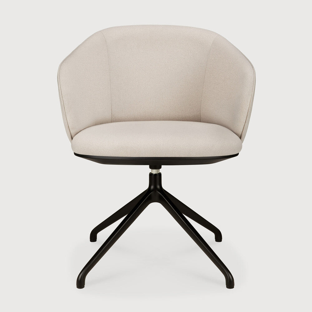 UNDA office chair with padded seat shell in Salt, front view.