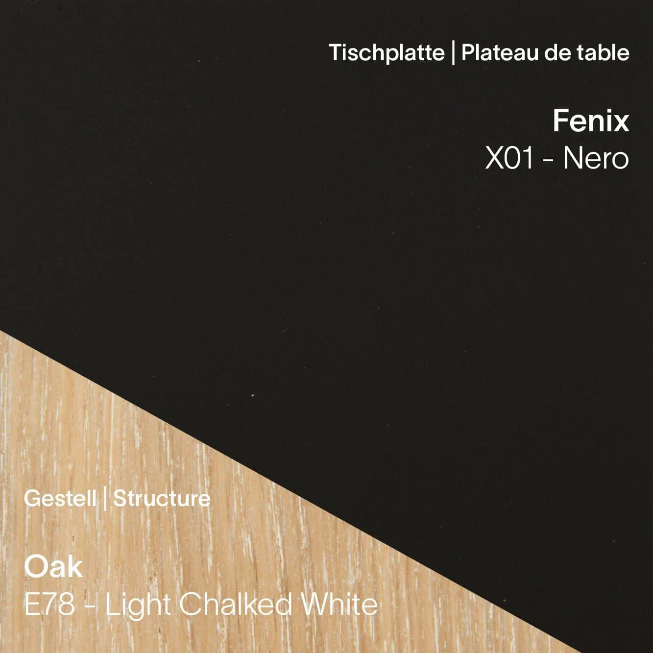 Fenix x01 Nero mit hell gekalktem Tischgestell in Light Chalked White (E78)