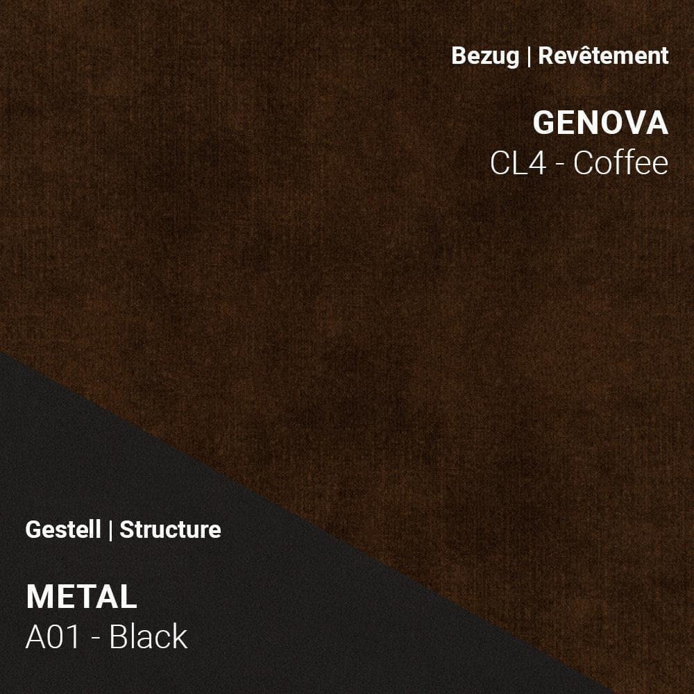 Stoff Genova CL4 Coffee kombiniert mit Metallgestell A01 in Schwarz