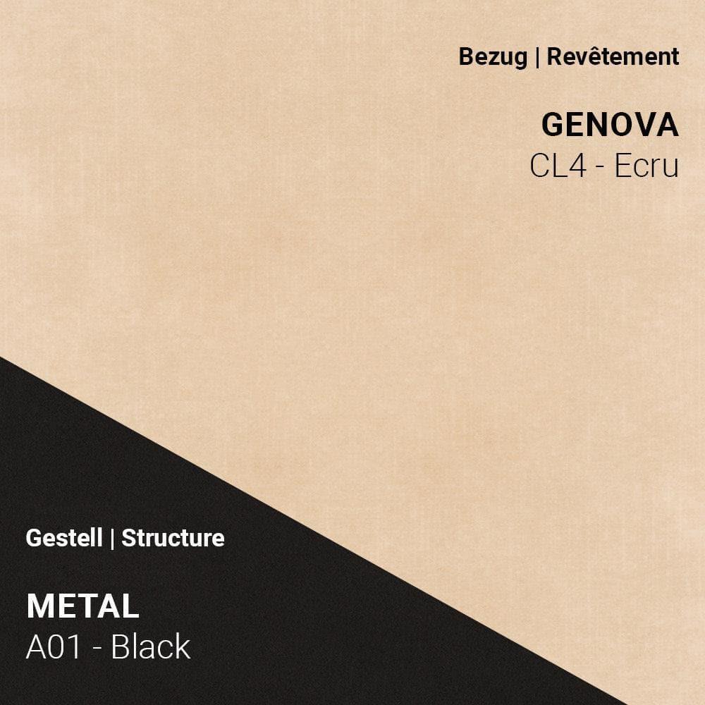 Stoff Genova CL4 Ecru kombiniert mit Metallgestell A01 in Schwarz