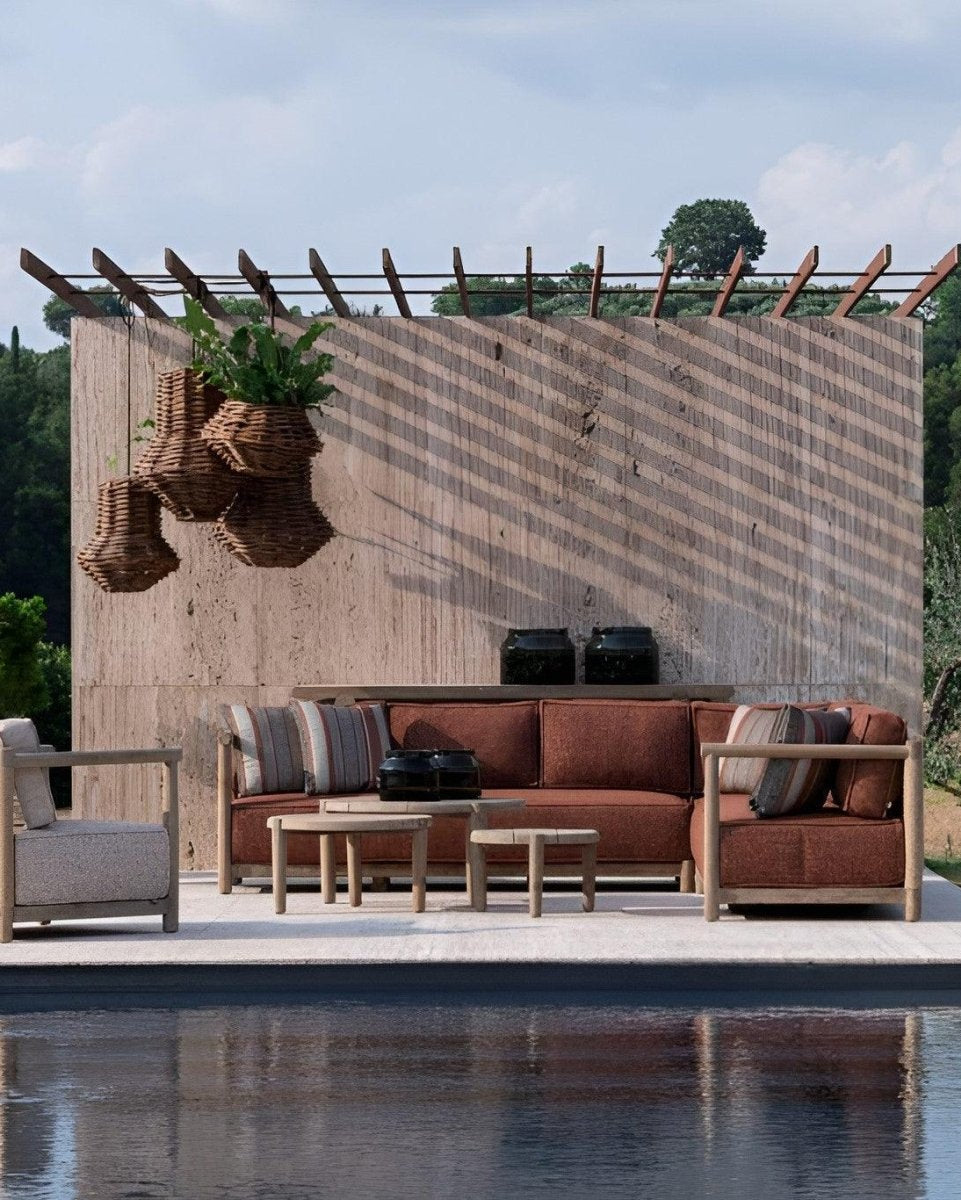 Gommaire - Gartensofa L Form MIEKE - G711-PE-NAT-KNELOUT-LUX19 | Homestorys