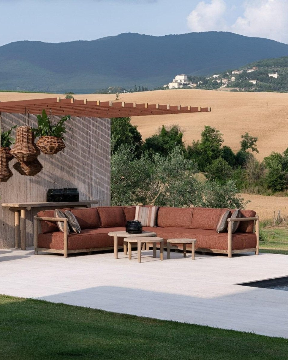 Gommaire - Gartensofa L Form MIEKE - G711-PE-NAT-KNELOUT-LUX19 | Homestorys