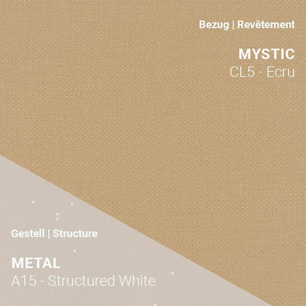 LOLA C3212 von Mobitec mit weichem Stoff in Ecru und weißem A15 Gestell