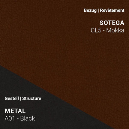 Mobitec LOLA C3510 in Sotega CL5 Mokka mit A01 Metal Black – warmer Braunton auf robustem Untergestell