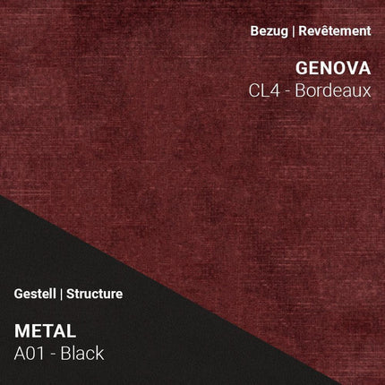 Mobitec LOLA C3612 in Genova Bordeaux mit A01 Metal Black – tiefes Rot mit starker Präsenz