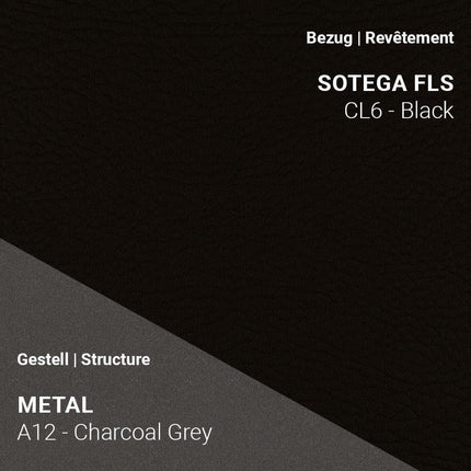 Stuhl LOLA C4110 mit Sotega FLS Black und A12 Charcoal Grey – dunkle Eleganz mit stilvollem Gestell