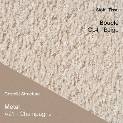 Mobitec LOLA C4212 mit Bouclé Beige und A21 Champagne – eleganter Materialmix für stilvolle Räume