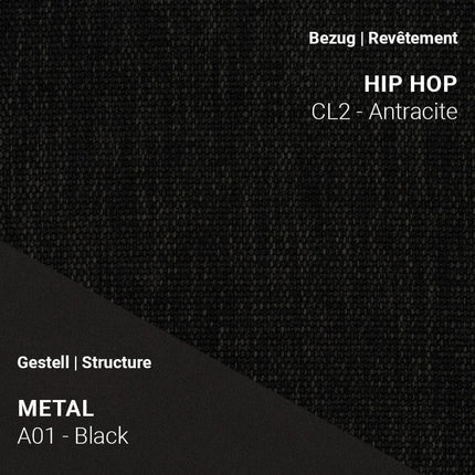 Mobitec Stuhl LOLA C4212 in Hip Hop Anthracite mit Gestell A01 Metal Black – markant und modern in Schwarz-Grau