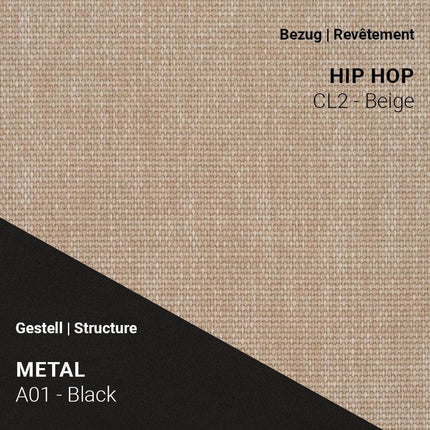 Mobitec Stuhl LOLA C4212 mit Hip Hop Beige und A01 Metal Black – warme Haptik trifft auf industrielle Stärke