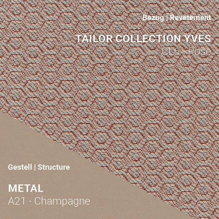 Mobitec LOLA C4212 mit Tailor Yves Rose und A21 Champagne – zartes Stoffdesign trifft auf metallische Leichtigkeit