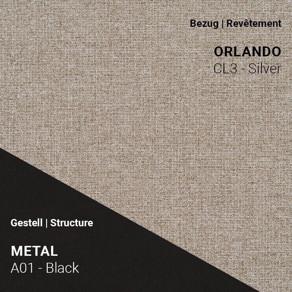 Mobitec LOTUS Stuhl mit Genova CL4 Coffee Stoff und schwarzem Metallgestell A01