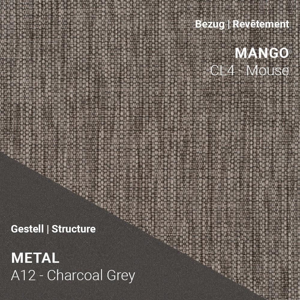 Stoff Mango CL4 Mouse kombiniert mit Metallgestell A12 in Charcoal Grey