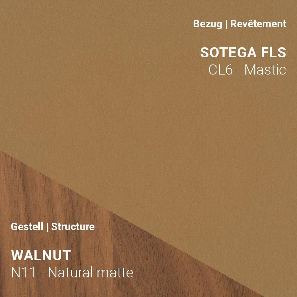 Mobitec Stuhl NEO C0550 mit Sotega CL6 Mastic Stoff und Nussbaum Natural Matte – klassischer Look mit weicher Farbharmonie