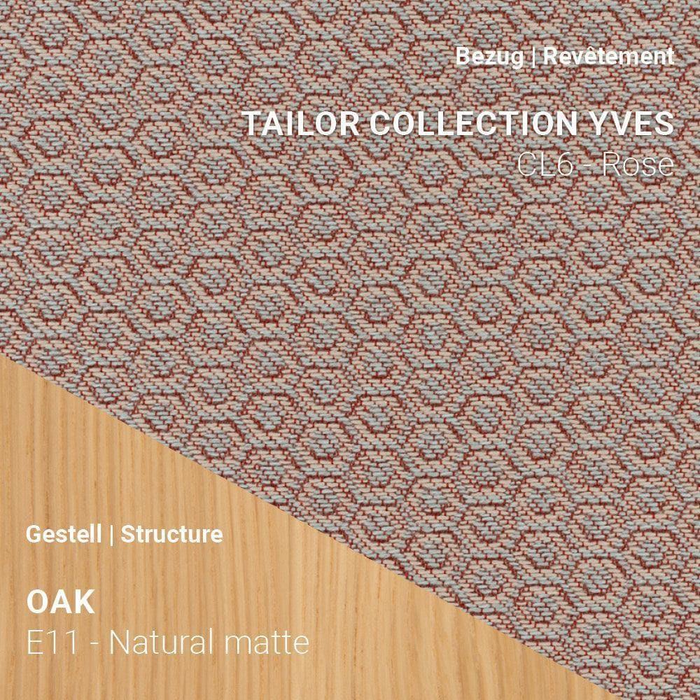 Mobitec NEO C0550 mit Tailor Yves Rose Stoff und Eiche Natural Matte – eleganter Farbtupfer im natürlichen Gewand