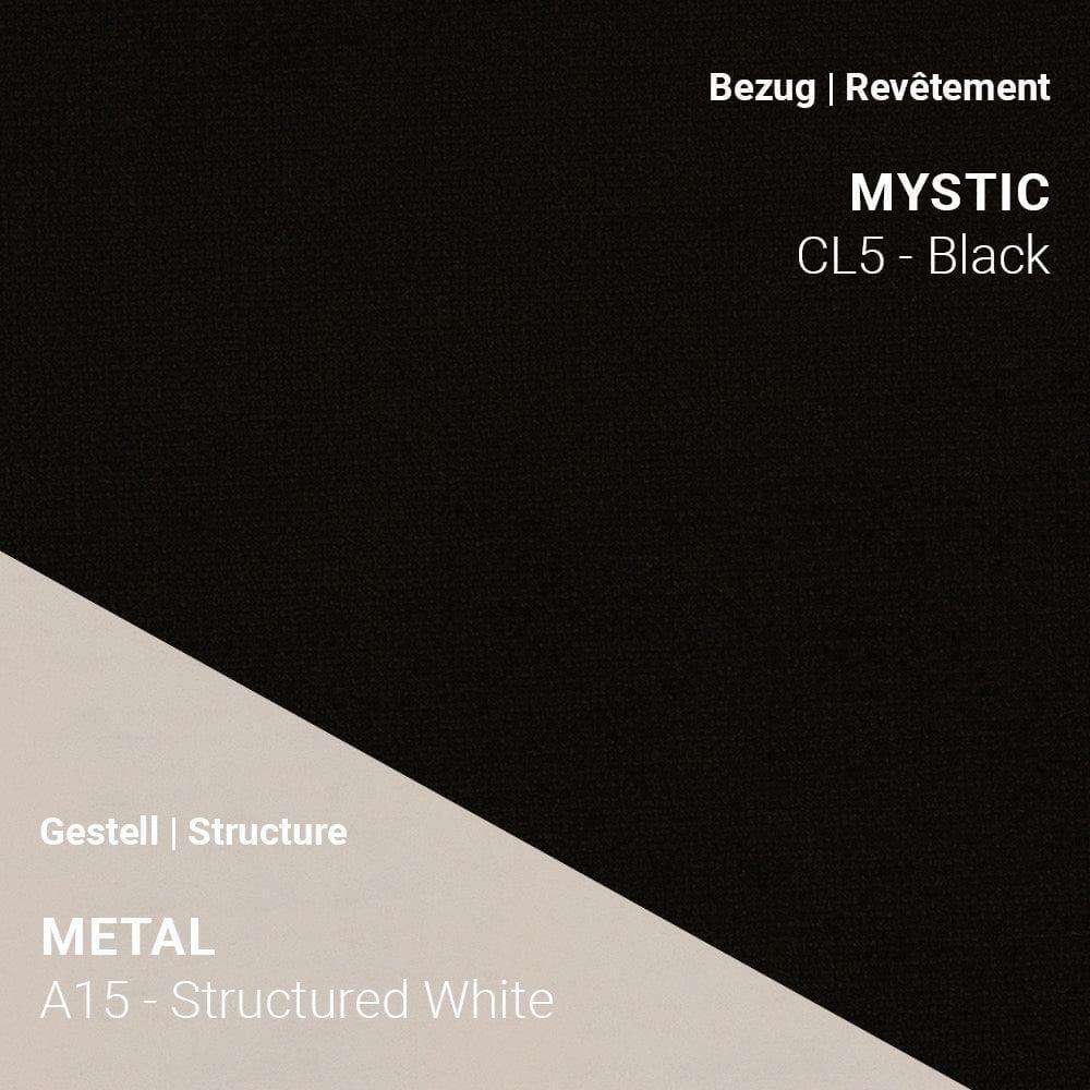 Mystic CL5 Black auf stapelbarem PAMP C1110 mit strukturiert weißem Metallgestell A15