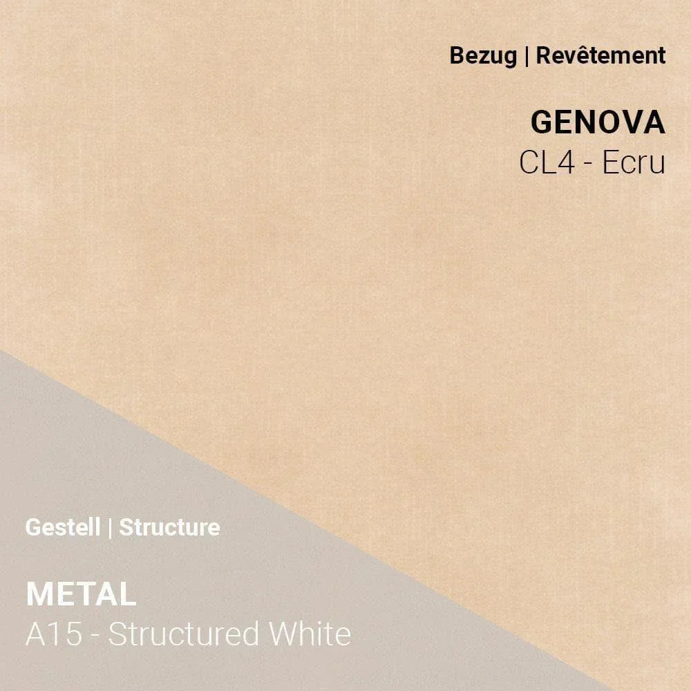 Genova CL4 Ecru auf PAMP C1610 mit strukturiert weißem Gestell A15 – hell und freundlich