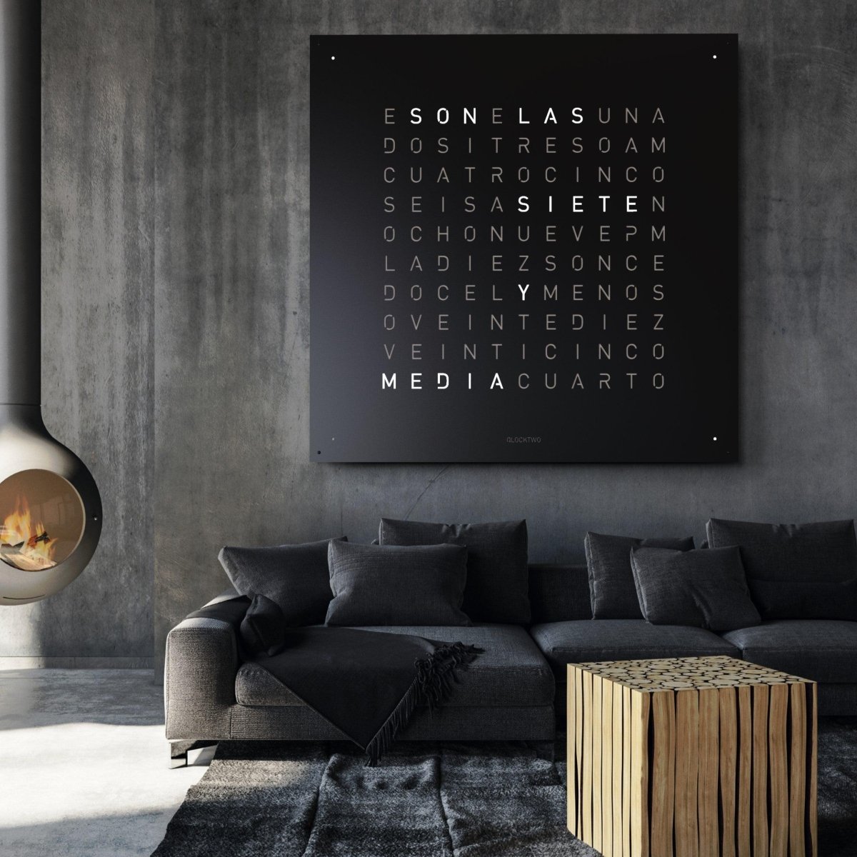 Qlocktwo - Wanduhr EARTH 180 BLACK PEPPER - | Homestorys