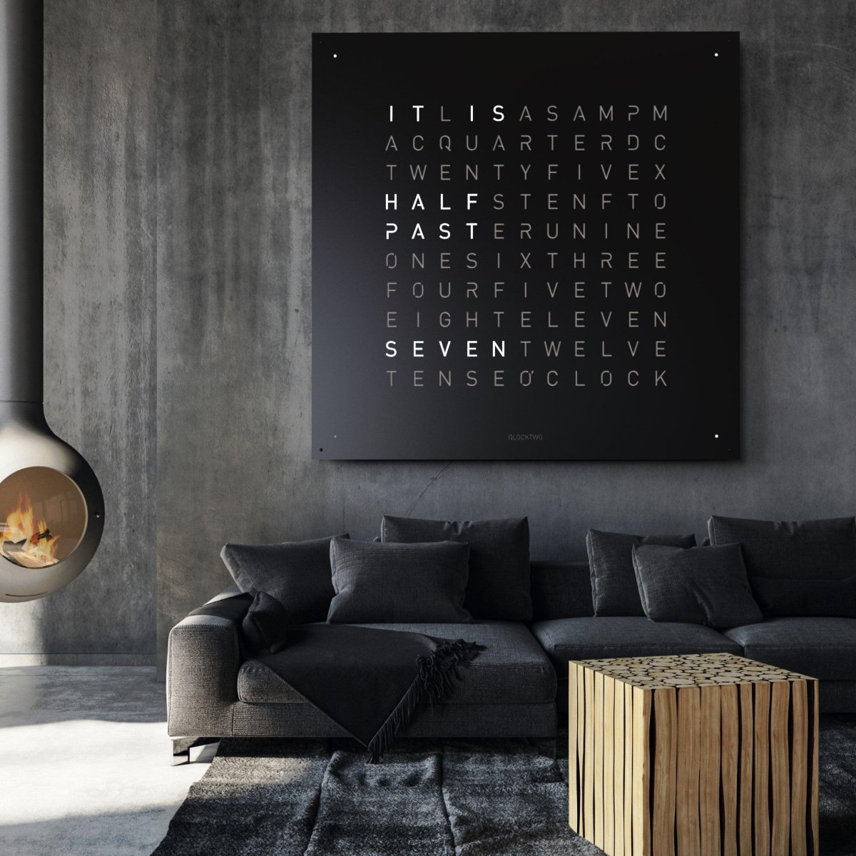 Qlocktwo - Wanduhr EARTH 180 BLACK PEPPER - | Homestorys