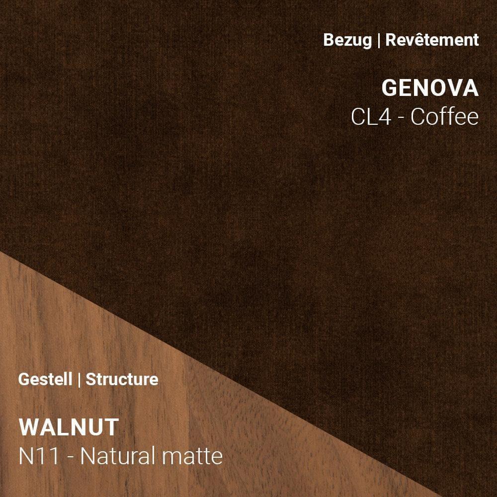 Stuhl SAGA C0212 mit Genova CL4 Coffee und Nussbaum Natural Matte Gestell (N11)