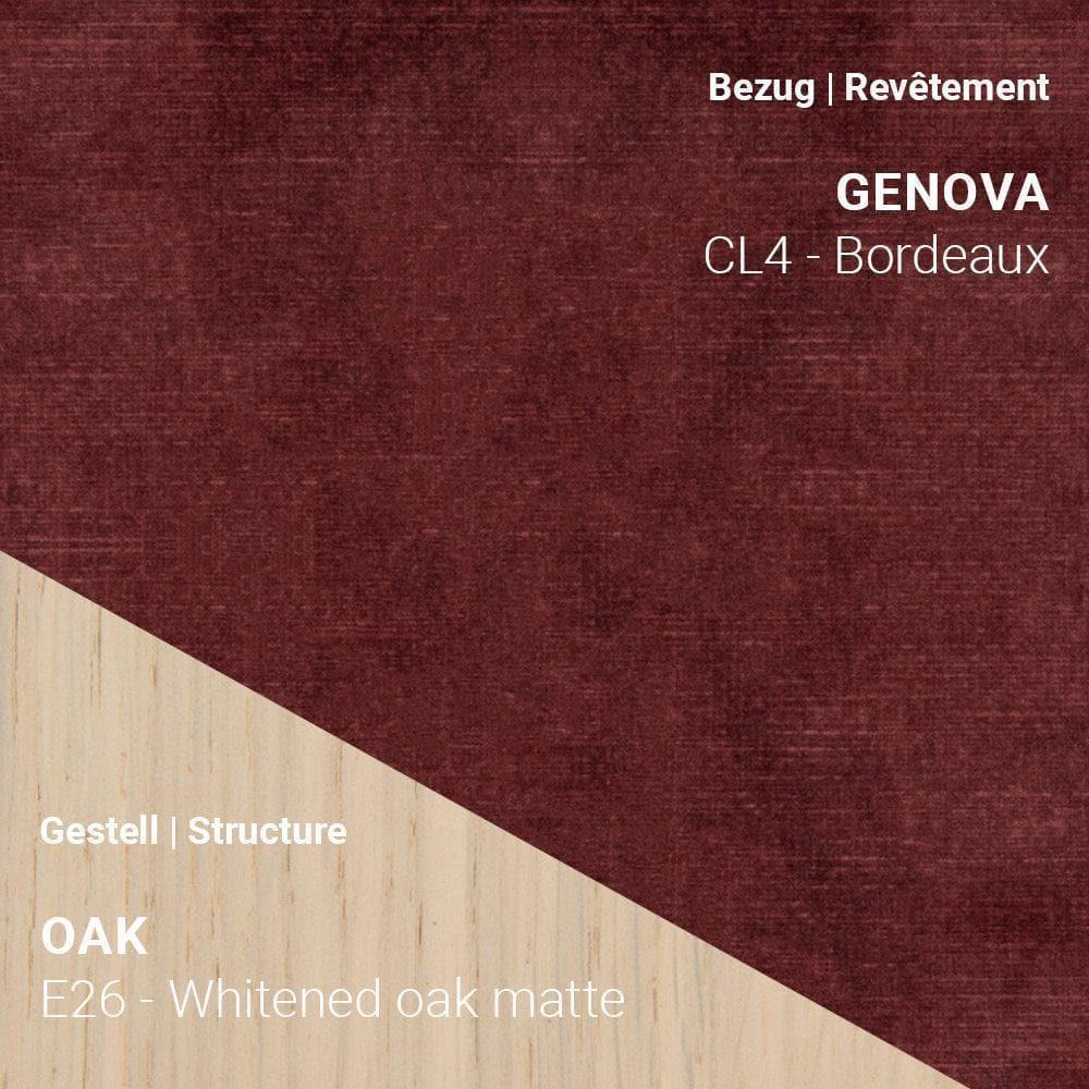 THALIA Sessel mit Genova CL4 Bordeaux und Eiche Whitened Matte (E26)