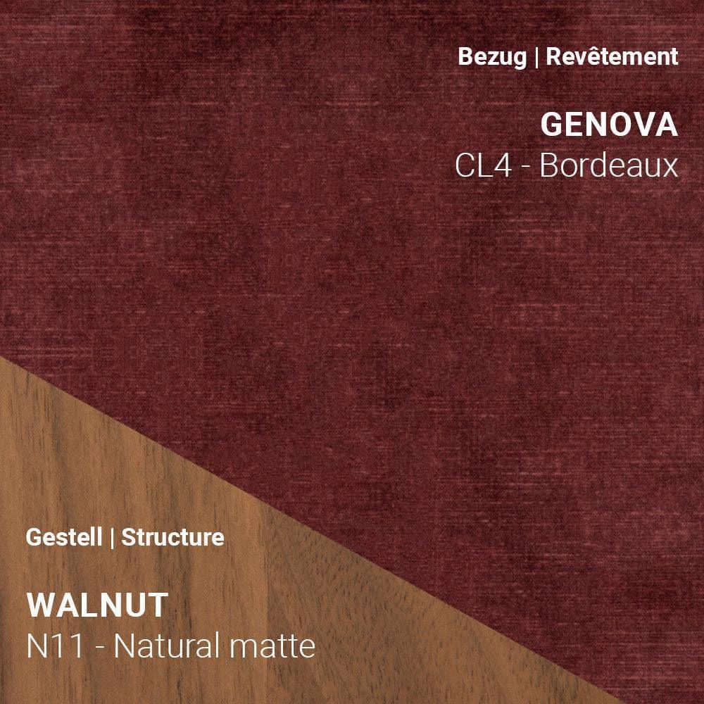 Sessel THALIA R0118 mit Stoff Genova CL4 Bordeaux auf Nussbaumgestell Natural Matte (N11)