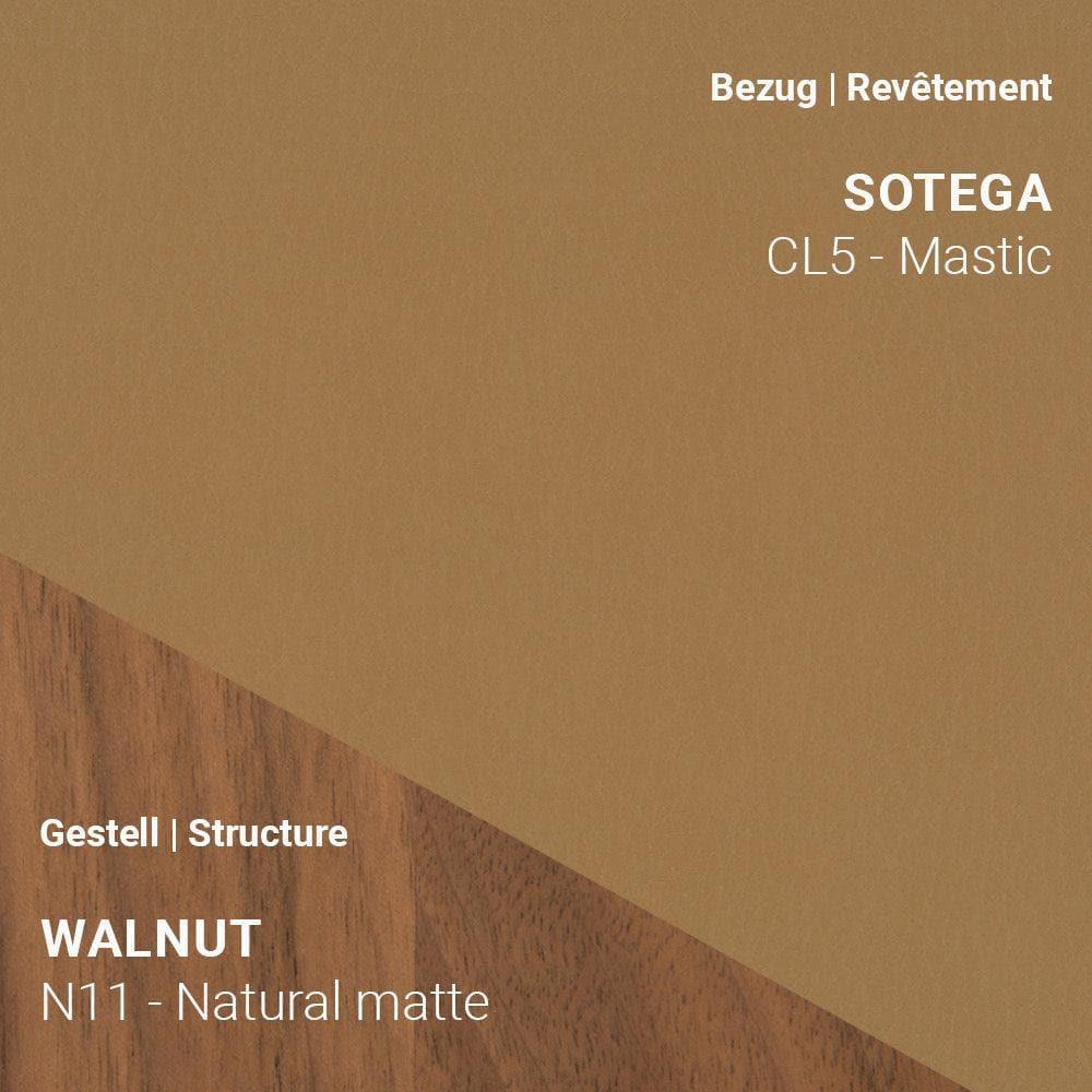 Polstersessel THALIA R0118 mit Bezug Sotega CL5 Mastic und Nussbaumgestell Natural Matte (N11)