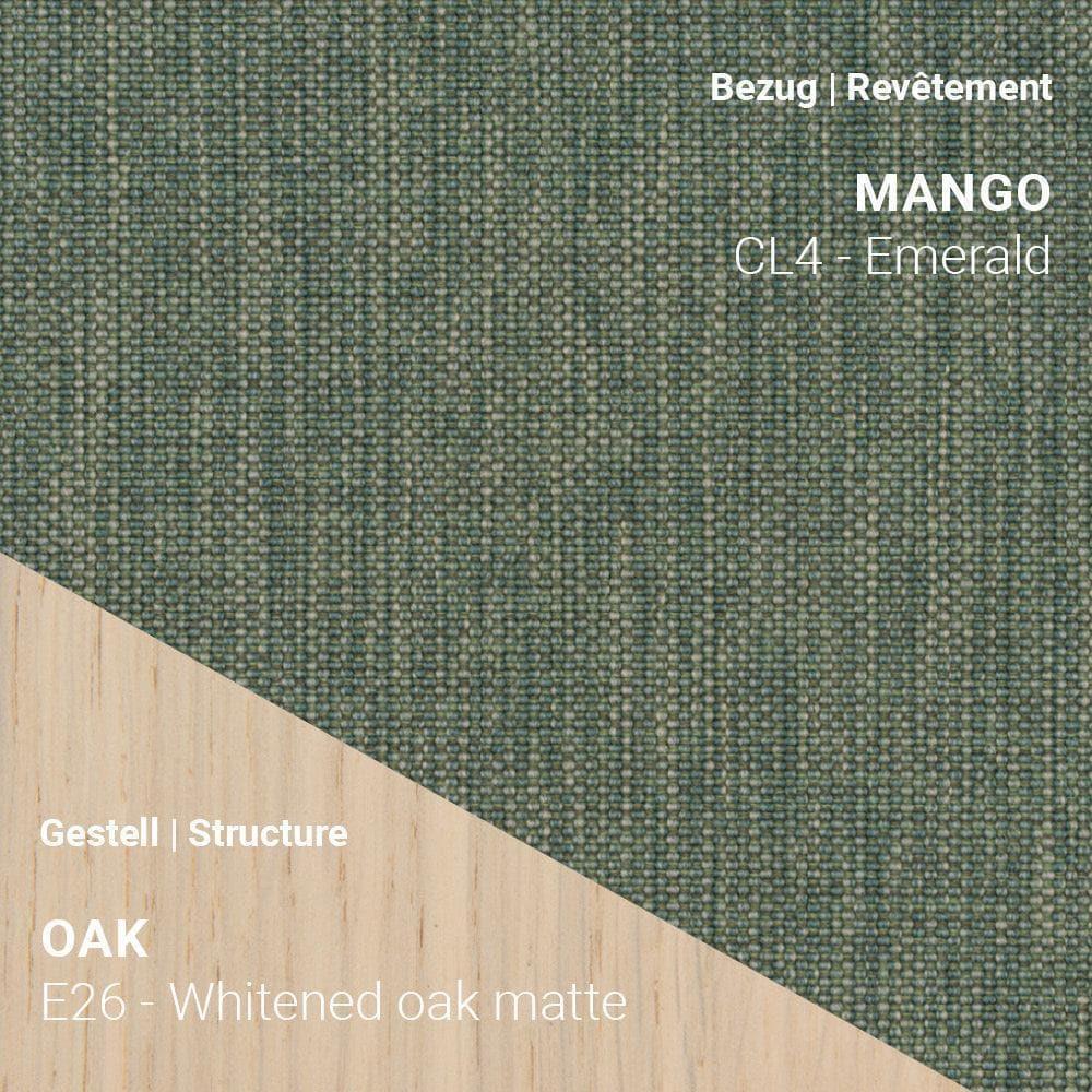 Stoff Mango CL4 Emerald auf THALIA R0610 mit Eiche Whitened Matte (E26)