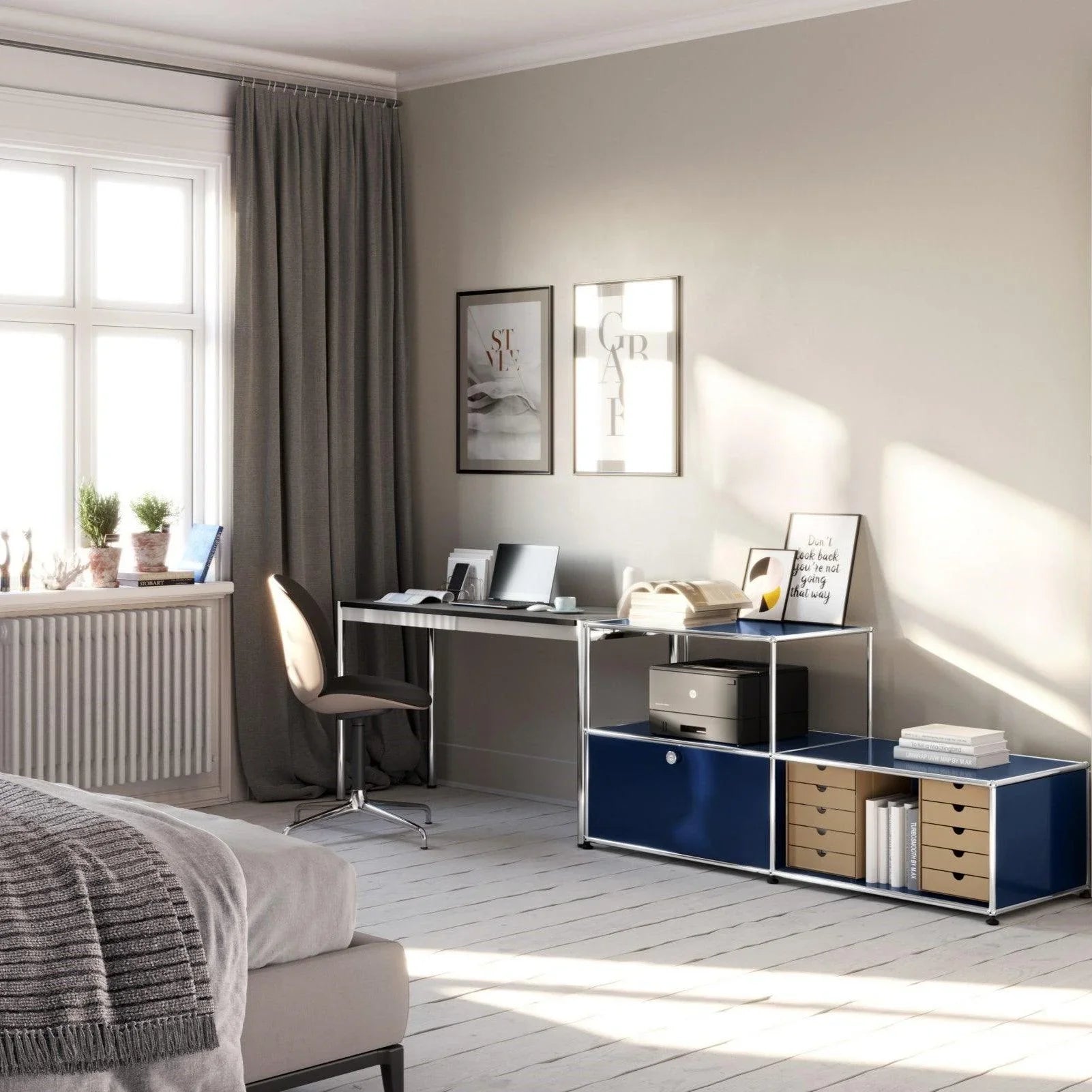 Eleganter USM Tisch T8 in Fenix Grigio Londra – hochwertiger Arbeitstisch für das Homeoffice mit Designanspruch und edler Haptik