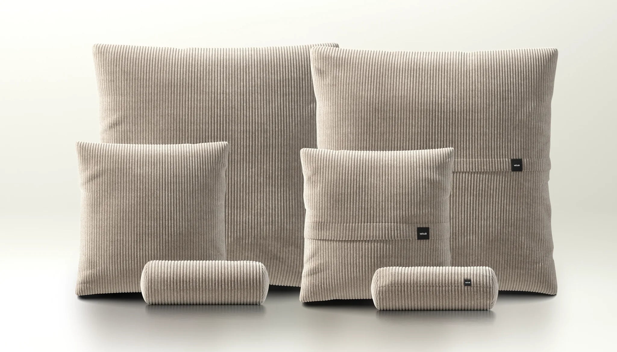 Vetsak Kissen Set 3 in Cord Velour Platinum – weiche Kissen in stilvollem Hellgrau