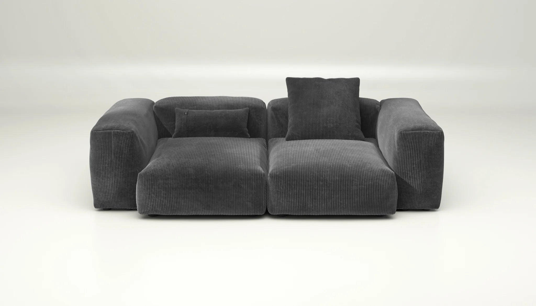 Sofa SET 02 M Vetsak Cord Dark Grey mit Kissen – modernes Design mit kuscheligem Stoffbezug