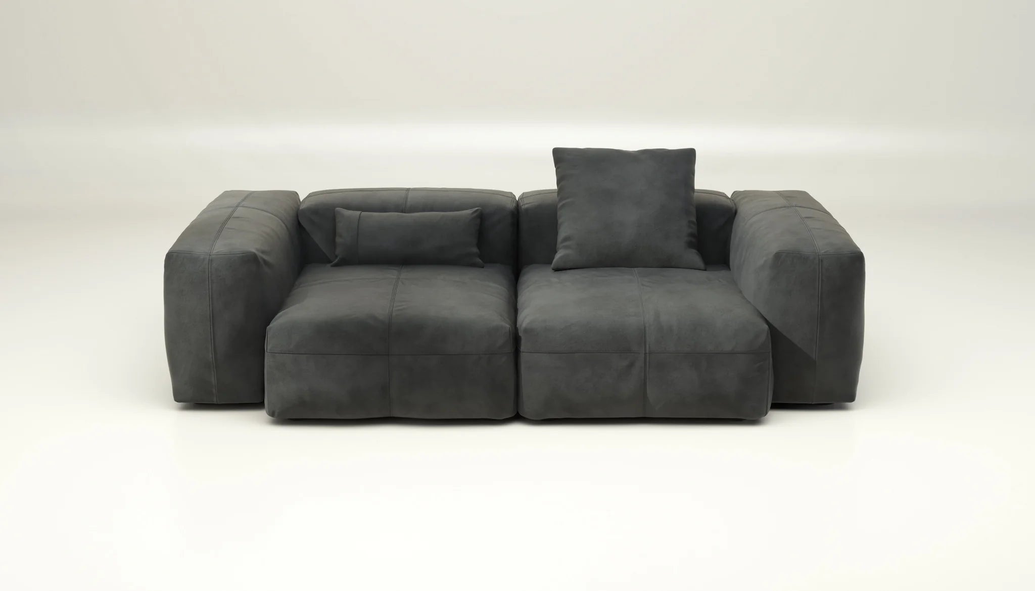 Sofa SET 02 M Leder Dark Grey mit Kissen – luxuriöser Look im zeitlosen Stil