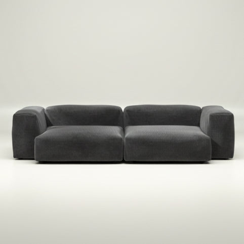 Modulares Lounge-Sofa SET 02 in XL mit Cord Velour Dark Grey – tiefe Farbe für stilvolle Einrichtung