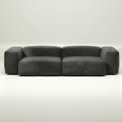 vetsak Sofa SET 02 L mit Leder Dark Grey – markante Eleganz und langlebiger Komfort in dunkler Nuance