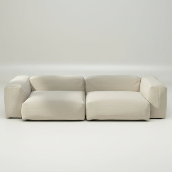 Modulares Lounge-Sofa SET 02 L mit Piqué Beige – zeitlos, pflegeleicht und sonnenresistent