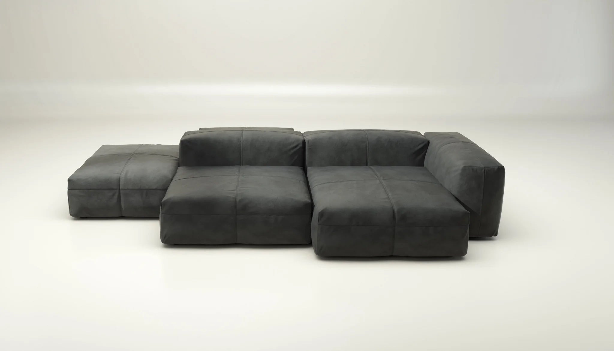Vetsak Sofa Set 09 Leder Dark Grey – luxuriöses Ledersofa in dunklem Grau, ohne Kissen
