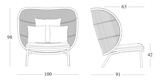 Vincent Sheppard KODO COCOON Garden Armchair Dimensions