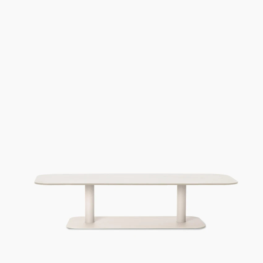 Vincent Sheppard KODO rectangular coffee table with a powder-coated aluminum frame in Dune White.